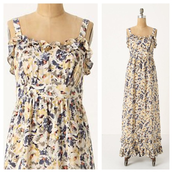 Anthropologie Dresses & Skirts - Anthropologie Hydrangea Petals Maxi Dress Cream